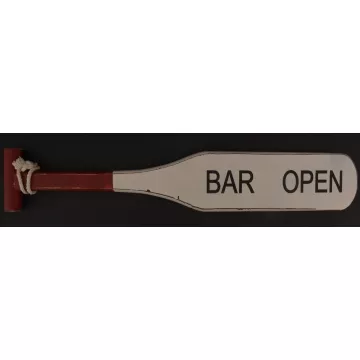 Wooden Boat Oar Hanging Wall Sign - Bar Open - 23.375 Long