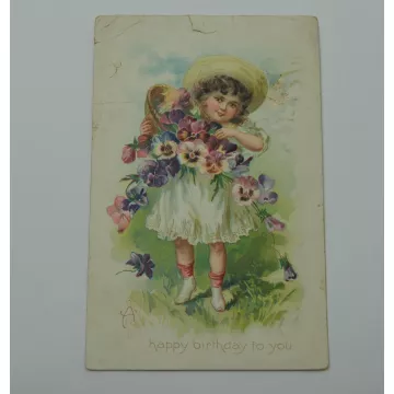 Vintage Postcard - A Happy Birthday To You - Benjamin Franklin One Cent Stamp - Early 1911