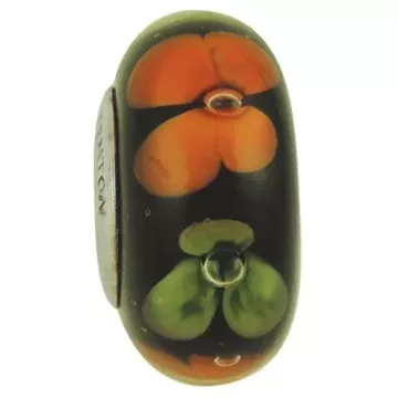 Fenton Artisan Crafted Glass Bead - Butterfly Blossoms - Sterling Silver Core
