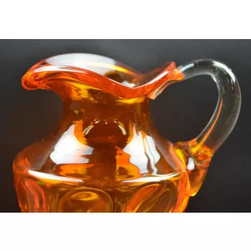 Glass Pitcher -Orange Bubble Design - 6 Tall