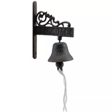 Cast Iron Dinner Bell - Flower Vine Welcome - Distressed Brown