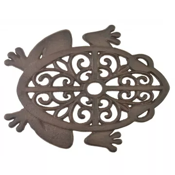 Decorative Cutout Frog Stepping Stone - Rust Brown Cast Iron - 13.25" Long