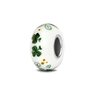 Fenton Art Glass Artisan Crafted Bead - Wee Bit Irish - Sterling Silver Lined