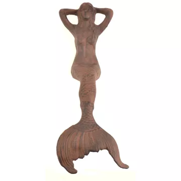 Cast Iron Shelf Sitter - Rust Mermaid Design - 16 Tall