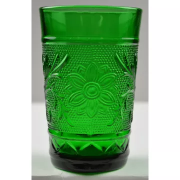 Anchor Hocking - Sandwich Forest Green Pattern - 5 Oz. Flat Juice - 3.625 Tall