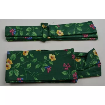 Longaberger Fabric Bow Basket Accessory - Emerald Vine Pattern