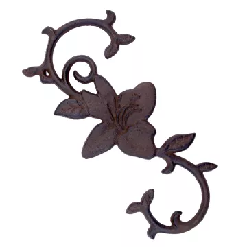 Cast Iron S Style Plant Hook - Blooming Flower - 11.5" Long