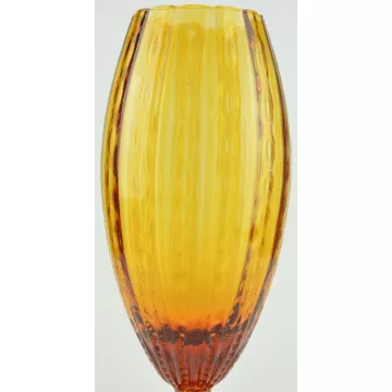 Bravo Stemmed Amber Blown Glass Vase - Made In Italy