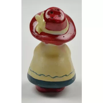 Woman In White Dress And Red Hat Ceramic Pepper Shaker - 3 Tall