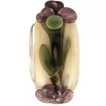 Fenton Art Glass Artisan Crafted Bead - Cactus Flower - Sterling Silver Lined