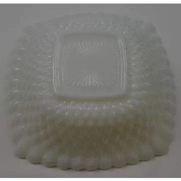 Vintage Diamond Quilted Milk Glass Square Bowl - 6.5 Wide