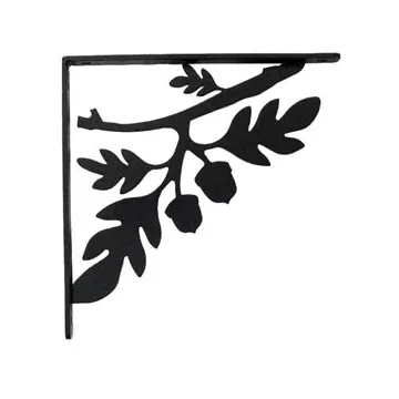 Wall Shelf Bracket Pair Of 2 - Oak Leaf & Acorn - Wrought Iron - 5.25 Long