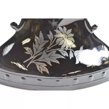 L. E. Smith Glass - Mt. Pleasant Black Pattern - Double Candlestick Holder
