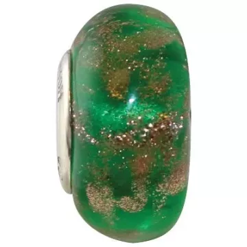 Fenton Art Glass Artisan Crafted Glass Bead Emerald City - Sterling Silver Lined