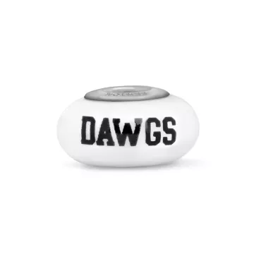 Fenton Milk Glass Collegiate Bead - Georgia Dawgs - Sterling Silver Lined