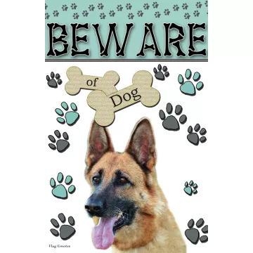 Flag Emotes - Double Sided Garden Flag - Beware Of Dog - German Shepherd