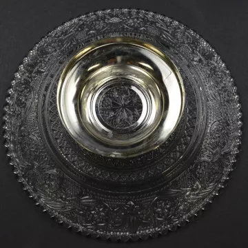 Clear Glass Fleur De Lis Pattern Candy / Nut Dish - 5.75 Wide