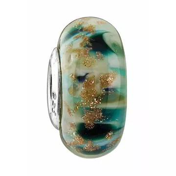 Fenton Art Glass Vasa Murrhina Bead - Glistening Shores - Sterling Silver Core