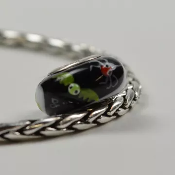 Fenton Art Glass Artisan Crafted Glass Bead - Boootiful - Sterling Silver Lined