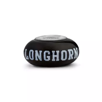 Fenton Black Glass Collegiate Bead - Texas Longhorns - Sterling Silver Lined