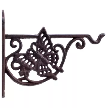 Decorative Cast Iron Plant Hanger Flower Basket Hook - Butterfly - 7.75" Deep