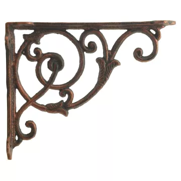 Decorative Cast Iron Wall Shelf Bracket - Ornate Vine - Bronze - 8.5" Deep