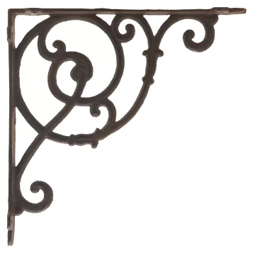 Decorative Cast Iron Wall Shelf Bracket - Ornate Vine - Rust - 10" Deep