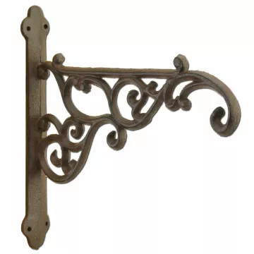 Decorative Ornate Victorian Cast Iron Plant Hanger Hook - Rust Brown 8.375" Long