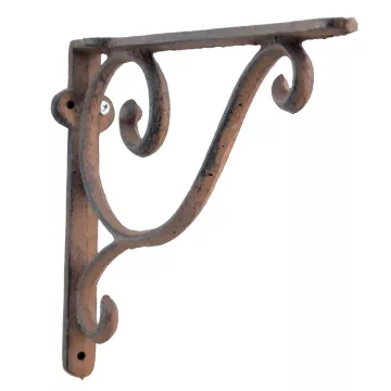 Decorative Wall Shelf Bracket - Simple Vine - Rust Brown Cast Iron - 9" Deep