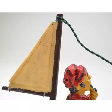Resin Figurine - Fisherman In Sailboat Wearing Red Shirt - 7.375 Tall