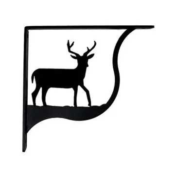 Wall Shelf Bracket Pair Of 2 - Deer Pattern - Wrought Iron - 5.25 Long