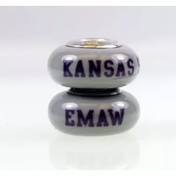 Fenton Milk Glass Collegiate Bead - Kansas State EMAW - Sterling Silver Line