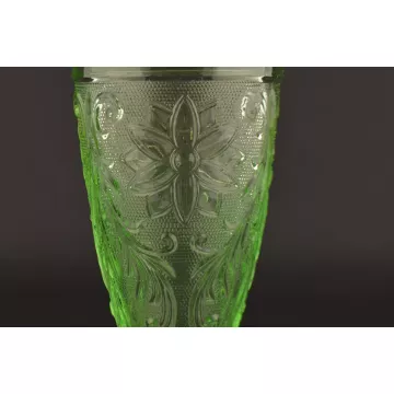 Tiara Crystal - Sandwich Light Green Pattern - Ice Tea Glass - 6.25 Tall