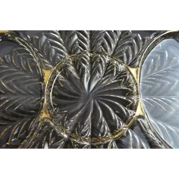 Jeannette Glass Five Part Relish Dish - Feather With Gold Accents Pattern
