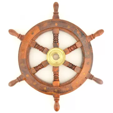 Decorative Wall Hanging - Wooden Ship Wheel - 12 3/4 Wide