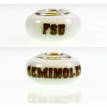 Fenton Milk Glass Collegiate Bead - Florida State - Sterling Silver Lined