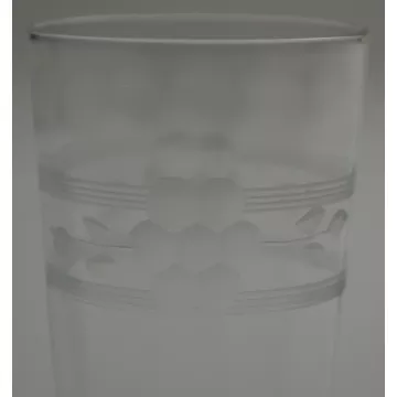 Clear Juice Glass - Etched Band & Floral Pattern - 3.625 Tall