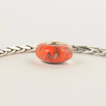 Fenton Art Glass Bead - Pumpkin Frost - Sterling Silver Lined