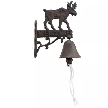 Cast Iron Dinner Bell - Moose Welcome - Distressed Brown