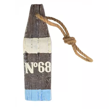 Decorative Wall Hanging - Wooden Buoy - Brown White Blue