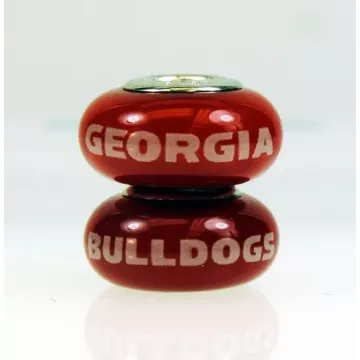 Fenton Red Glass Collegiate Bead - Georgia Bulldogs - Sterling Silver Lined