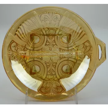 Indiana Glass 2 Part Relish Dish - Killarney Marigold Pattern - 7.5 Round