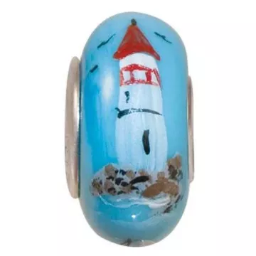 Fenton Art Glass Bead - Illuminated Shores - Sterling Silver Lined