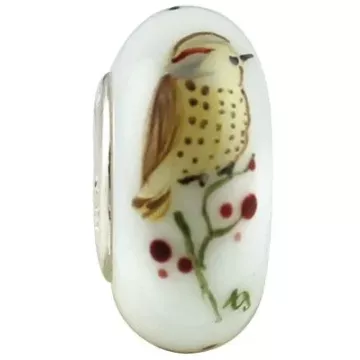 Fenton Art Glass Artisan Crafted Bead - Yellowhammer - Sterling Silver Lined