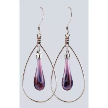 Fenton Art Glass - Hoop Style Teardrop Earrings - Enchanted Berries