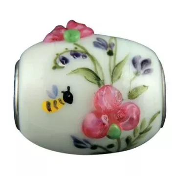 Fenton Artisan Crafted Glass Cornerstone Bead - Victorian Garden - .76 Long