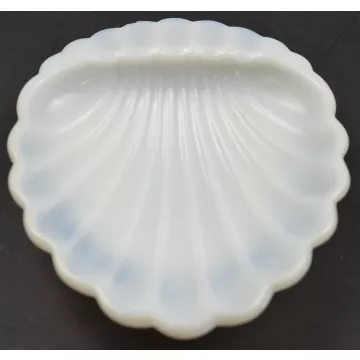 Vintage Milk Glass Shell Shaped Soap Dish - 5.375 Long