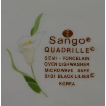 Sango Salad Plate - Black Lilies Pattern - Quadrille - 7.625 Wide