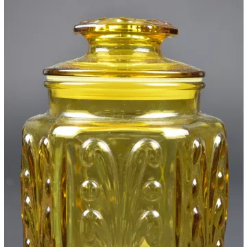 Imperial Glass - Harvest Gold Pattern - Lidded Canister - 9.5 Tall