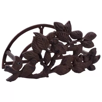 Garden Hose Holder - Birds In Bush - Cast Iron - 12.5" Long